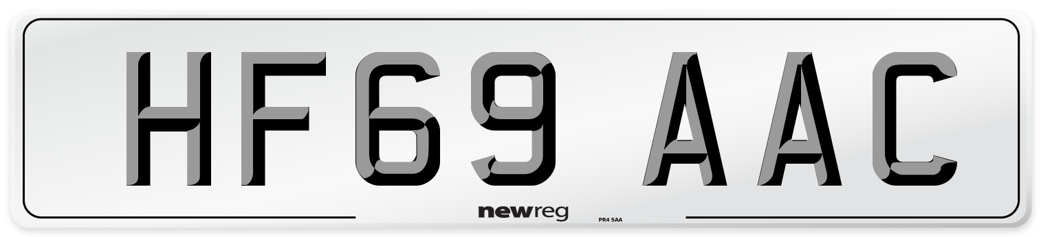 HF69 AAC Number Plate from New Reg